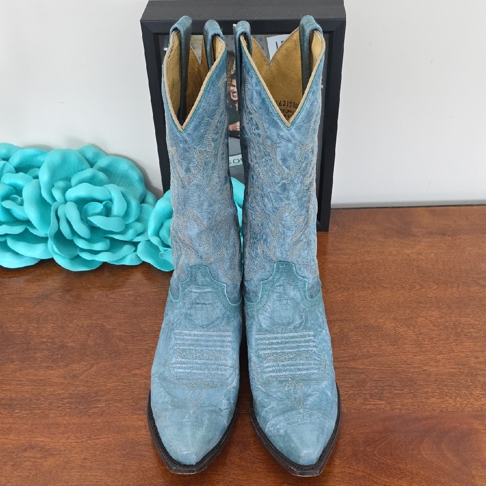 Elegant Sky Blue Heeled Boots